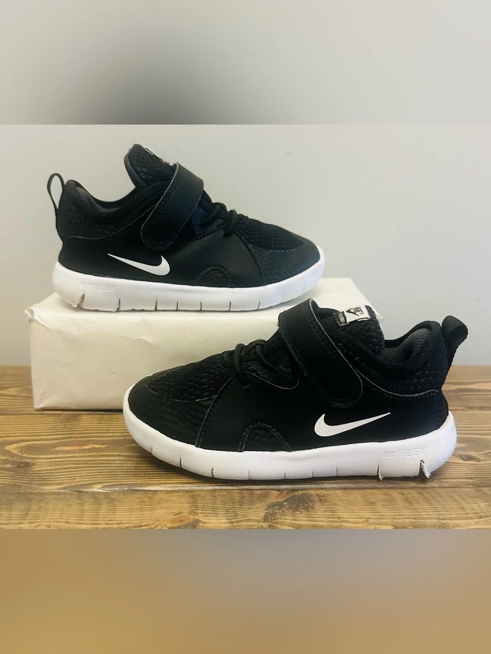 Nike Flex Contact 3 AR4155-001 Black White Toddler Shoes Sneakers Size 8C